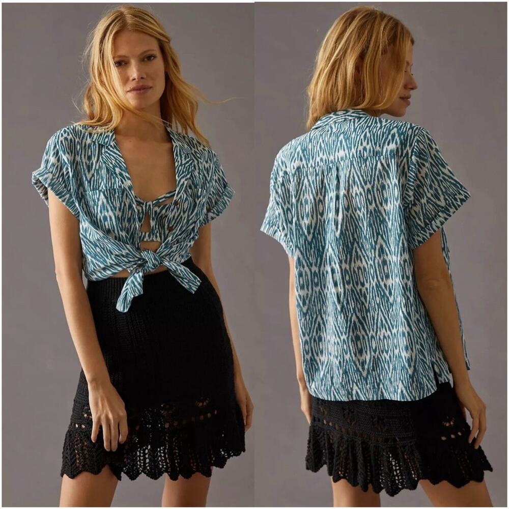 PILCRO x ANTHROPOLOGIE Printed Voile Surf Shirt
